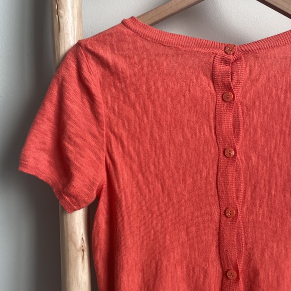 Anthropologie Moth Orange Button Back Knit Top - Picture 6 of 7